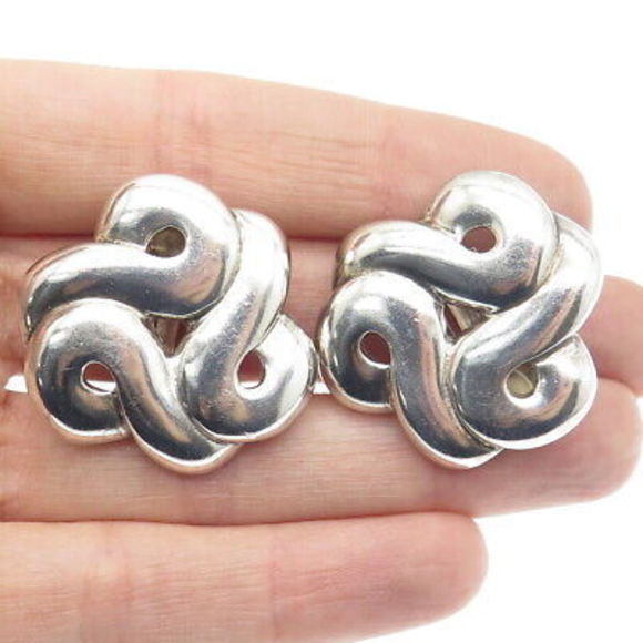 CAROLEE 925 Sterling Silver Vintage Modernist Clip On...
